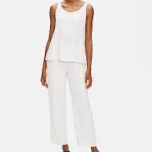 New Eileen Fisher 100% Silk Set Sleeveless Top &Wide Leg Pant Size M/L Flaws